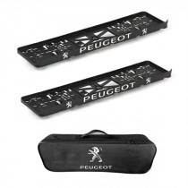 2x podložky ŠPZ  a taška PEUGEOT- sada