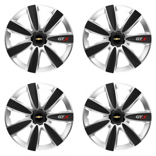 Puklice pre Chevrolet 14 GTX CARBON silver/black