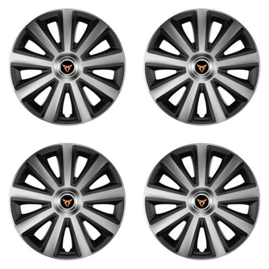 Puklice pre Cupra 14 Aviator carbon silver&black