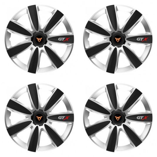 Puklice pre Cupra 14 GTX CARBON silver/black