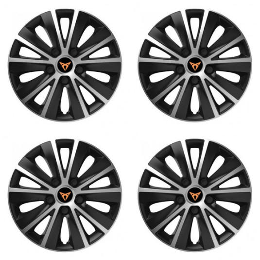 Puklice pre Cupra 16 RAPIDE silver and black