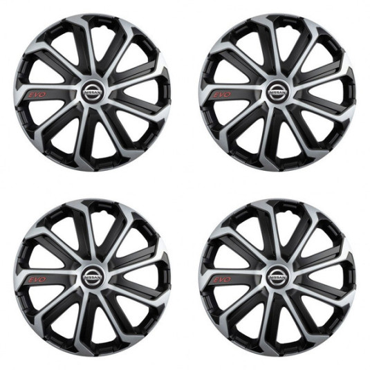 Puklice pre Nissan 16 Evo black&silver