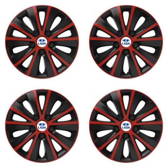 Puklice pre Lada 14 RAPIDE red and black