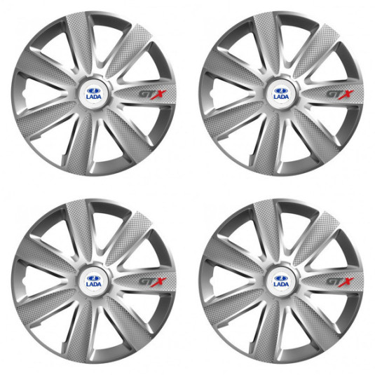 Puklice pre Lada 16 GTX CARBON silver