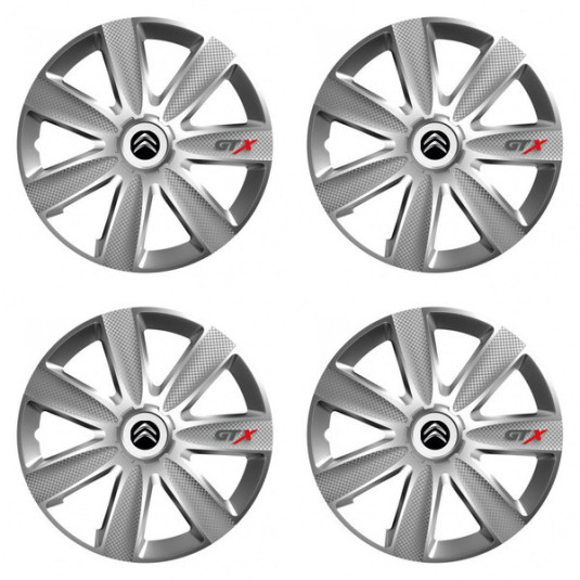 Puklice pre Citroen 15 GTX CARBON silver