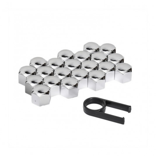 Kryty na skrutky 17mm chróm 21ks