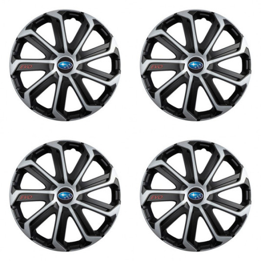 Puklice pre Subaru 16 Evo black&silver