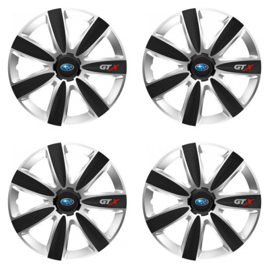 Puklice pre Subaru 16 GTX CARBON silver/black