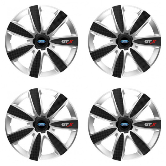 Puklice pre Ford 15 GTX CARBON silver/black