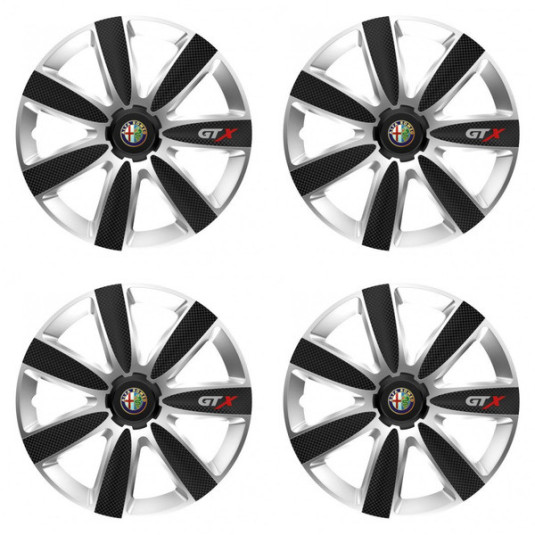 Puklice pre Alfa Romeo 14 GTX CARBON silver/black