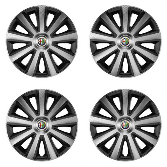 Puklice pre Alfa Romeo 16 Aviator carbon silver&black