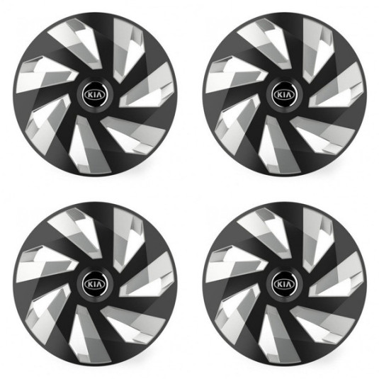 Puklice pre Kia (staršie logo) 14 Vector RC black and silver