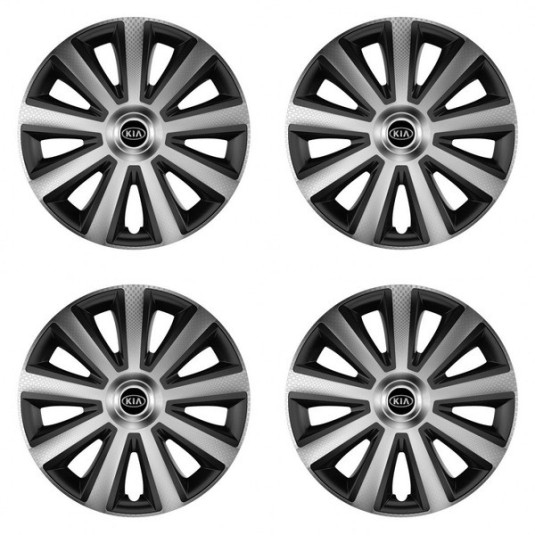 Puklice pre Kia (staršie logo) 15 Aviator carbon silver&black