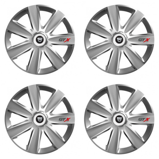 Puklice pre Dacia (staršie logo) 14 GTX CARBON silver