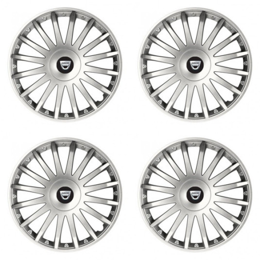 Puklice pre Dacia (staršie logo) 15 CRYSTAL silver