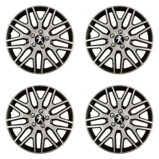 Puklice pre Peugeot (staršie logo) 14 Dakar NC silver and black