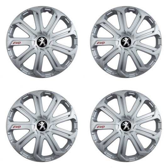 Puklice pre Peugeot (staršie logo) 15 Evo silver