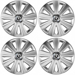 Puklice pre Peugeot (staršie logo) 15 Aviator carbon silver