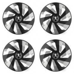 Puklice pre Peugeot (staršie logo) 15 Vector RC black and silver