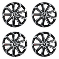 Puklice pre Peugeot (staršie logo) 16 Evo black&silver