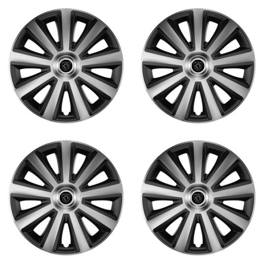 Puklice pre Peugeot (nové logo) 14 Aviator carbon silver&black