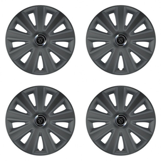 Puklice pre Peugeot (nové logo) 15 Aviator carbon grafite