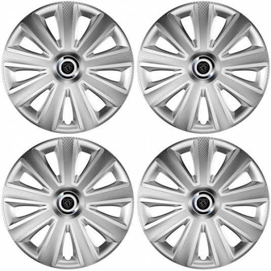 Puklice pre Peugeot (nové logo) 15 Aviator carbon silver