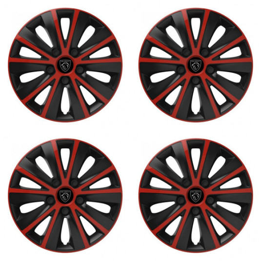 Puklice pre Peugeot (nové logo) 15 RAPIDE red and black