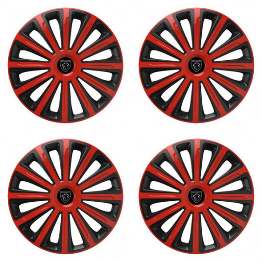 Puklice pre Peugeot (nové logo) 16 TREND red and black