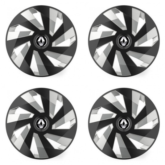 Puklice pre Renault (staršie logo) 14 Vector RC black and silver