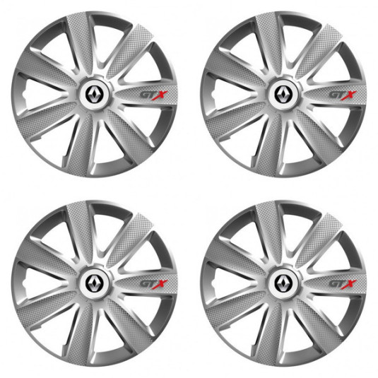 Puklice pre Renault (staršie logo) 14 GTX CARBON silver