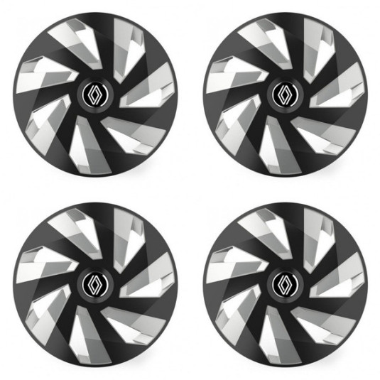 Puklice pre Renault (nové logo) 16 Vector RC black and silver