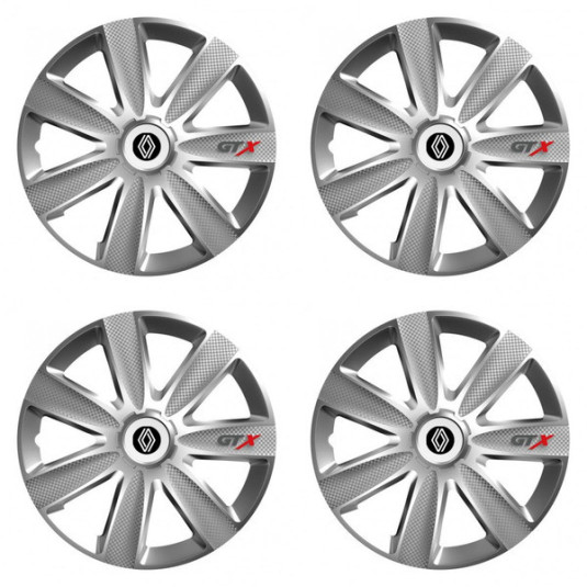 Puklice pre Renault (nové logo) 16 GTX CARBON silver