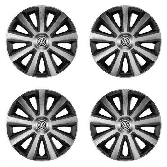 Puklice pre VW (čierne) 14 Aviator carbon silver&black