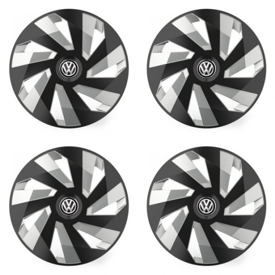 Puklice pre VW (čierne) 14 Vector RC black and silver