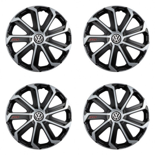 Puklice pre VW (čierne) 15 Evo black&silver