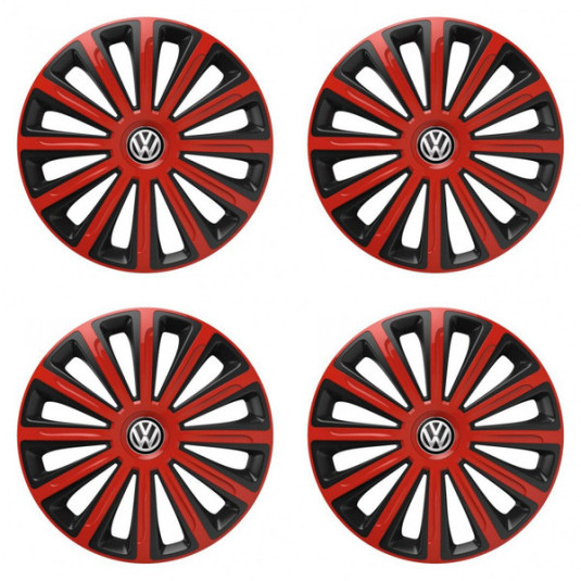 Puklice pre VW (čierne) 15 TREND red and black