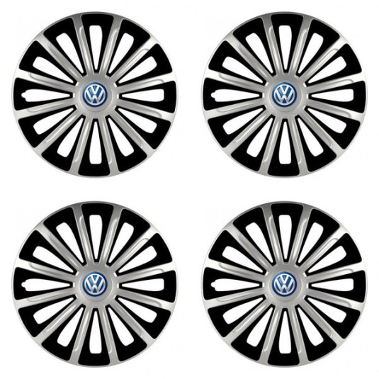 Puklice pre VW (modré) 15 TREND silver and black