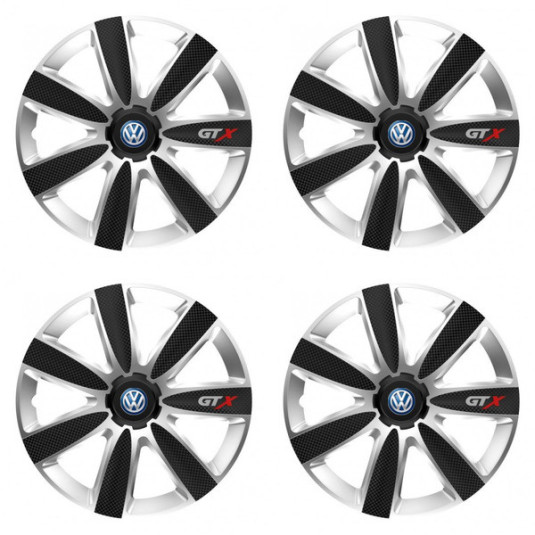 Puklice pre VW (modré) 15 GTX CARBON silver/black