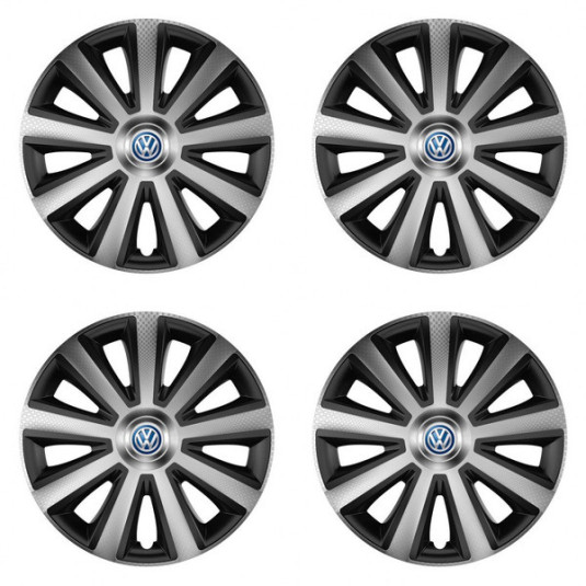 Puklice pre VW (modré) 16 Aviator carbon silver&black