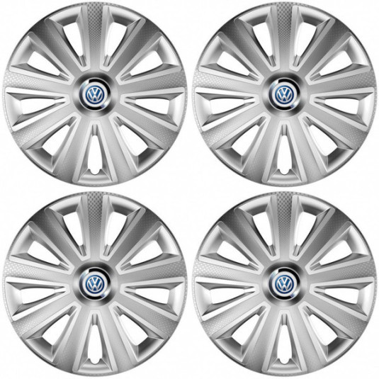 Puklice pre VW (modré) 16 Aviator carbon RC 16 silver