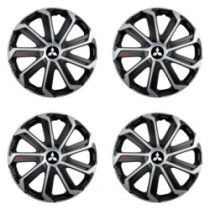 Puklice pre Mitsubishi (strieborné) 14 Evo black&silver