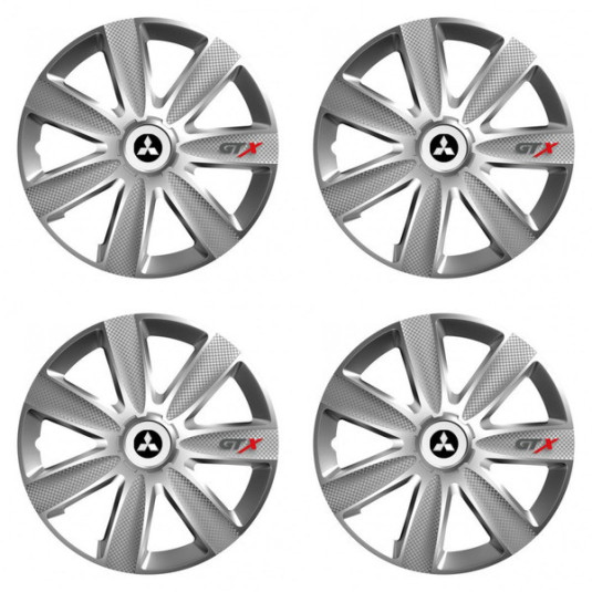 Puklice pre Mitsubishi (strieborné) 14 GTX CARBON silver