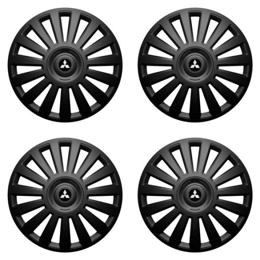 Puklice pre Mitsubishi (strieborné) 15 Luxury black