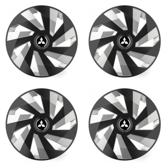 Puklice pre Mitsubishi (strieborné) 15 Vector RC black and silver