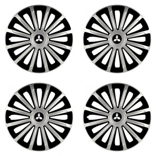 Puklice pre Mitsubishi (strieborné) 15 TREND silver and black