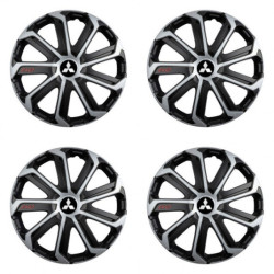 Puklice pre Mitsubishi (strieborné) 16 Evo black&silver