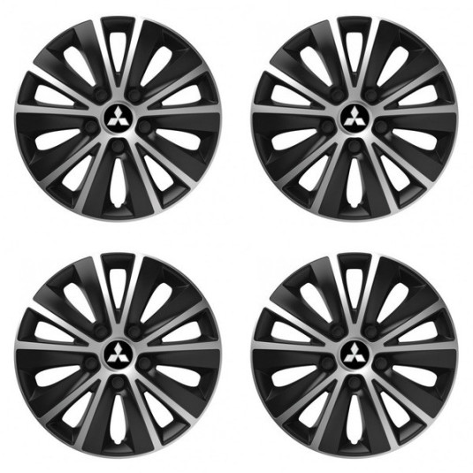 Puklice pre Mitsubishi (strieborné) 16 RAPIDE silver and black