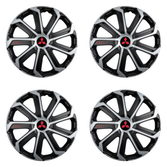 Puklice pre Mitsubishi (červené) 15 Evo black&silver