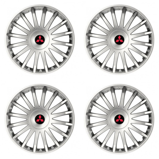 Puklice pre Mitsubishi (červené) 16 CRYSTAL silver